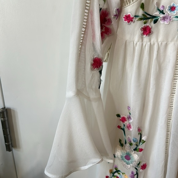 ASOS | Pink and Red Bell Sleeve Sundress MIDI with Embroidery - Picture 6 of 16